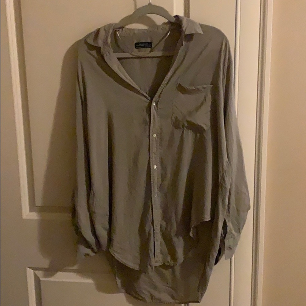 Zara army green oversized button up